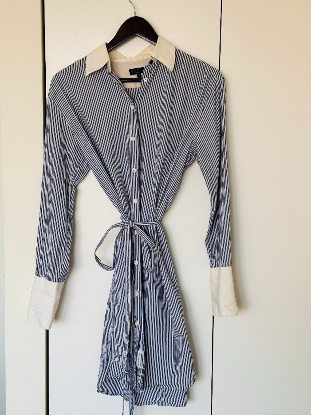 Rag & Bone Blue Stripe Shirt Dress with Belt - Size XS